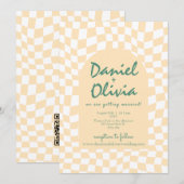Wavy geruit patroon met QR-bruiloft Kaart (Voorkant / Achterkant)