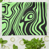 Wavy gestreepte zwarte en groene keukenhanddoek (Gevouwen)