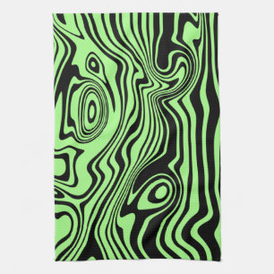 Wavy gestreepte zwarte en groene keukenhanddoek
