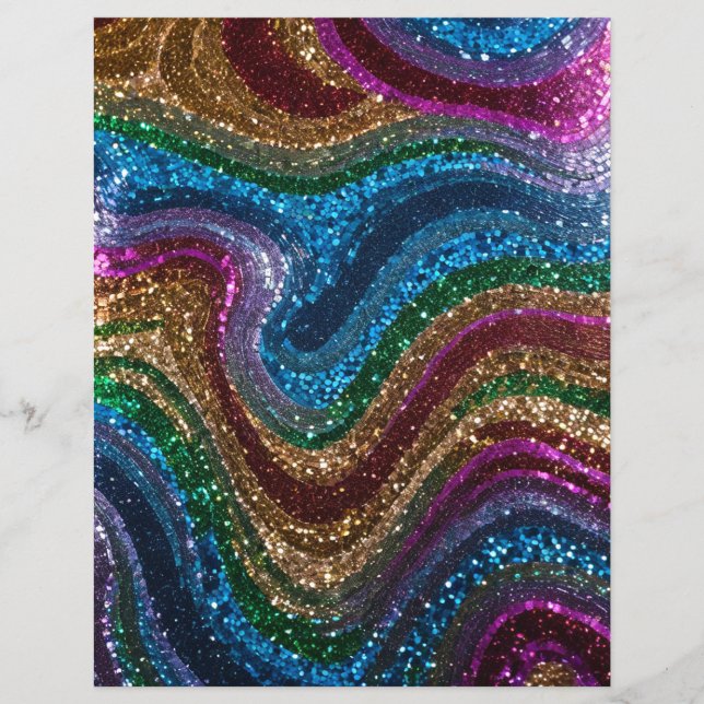 Wavy Glitter Multicolor Scrapbook Papier (Voorkant)