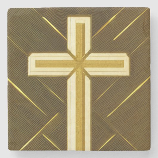 Wavy Gold Cross Marble Onderzetter (Voorkant)