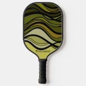 Wavy Groene Geometrische Grafische Monogram Koolst Pickleball Paddle (Achterkant)