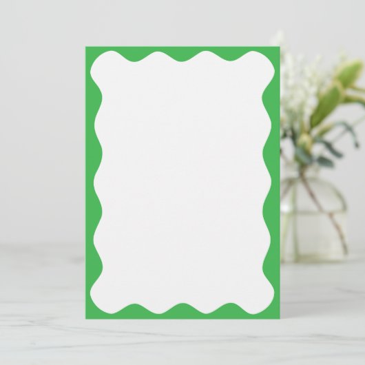 Wavy Groene rand Kerst Blank Aangepaste tekst Kaart (Staand voorkant)
