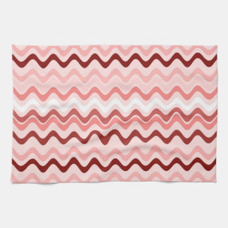 Wavy Groovy Stripes rood en roze Theedoek