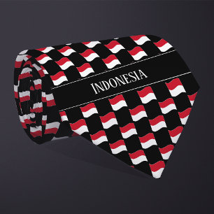 Wavy Indonesië Vlag Patroon Stropdas