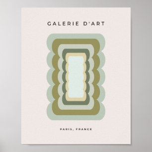 Wavy lijnen sparen groen en beige Poster