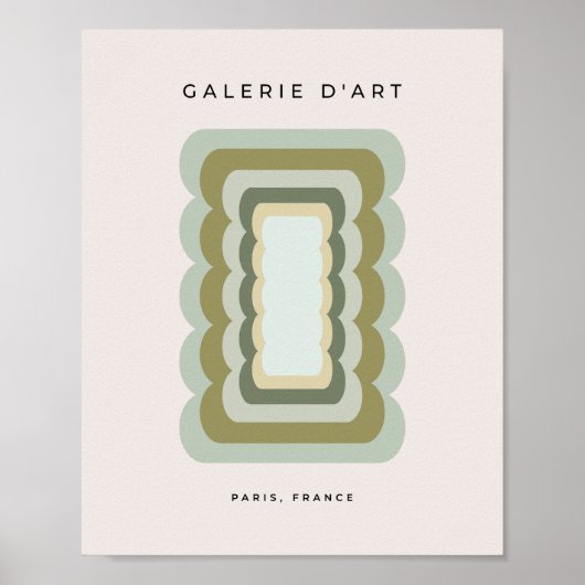 Wavy lijnen sparen groen en beige Poster (Voorkant)