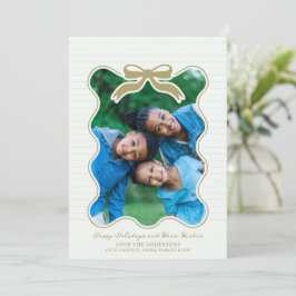 Wavy Lijst Bow Pinstripe Holiday Kaart Christmas
