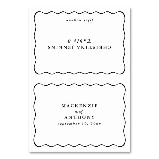 Wavy Lijst bruiloft aangepaste gastennaam Kaart (Voorkant)