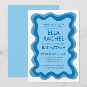 Wavy Lijst Modern Chic Custom Bar Bat Mitzvah Kaart
