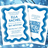 Wavy Lijst Modern Custom QR CODE Bar Bat Mitzvah Kaart