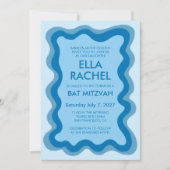 Wavy Lijst Modern Custom QR CODE Bar Bat Mitzvah Kaart (Voorkant)