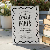 Wavy Lijst Zwart Wit Hand getrokken Graduation Par Kaart