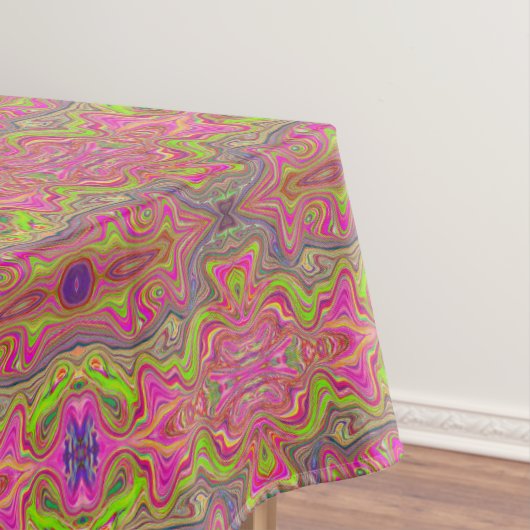 Wavy Lime Green en Hot Pink Trippy Pattern Tafelkleed (Voorbeeld)