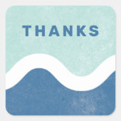 Wavy Line Bedankt Envelope Seal - Blauw Vierkante Sticker (Voorkant)