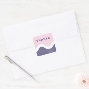 Wavy Line Bedankt Envelope Seal - Paarse Vierkante Sticker