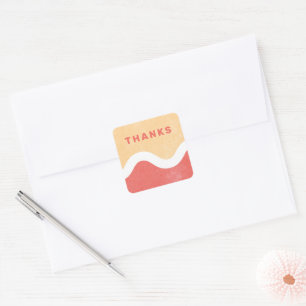 Wavy Line Bedankt Envelope Seal - Rood Vierkante Sticker