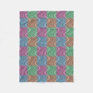 Wavy Line Pattern - Blue/Brown/Green/Paars Fleece Deken