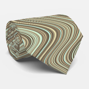 Wavy Lines in Light Brown/Beige/Turquoise Blue Stropdas