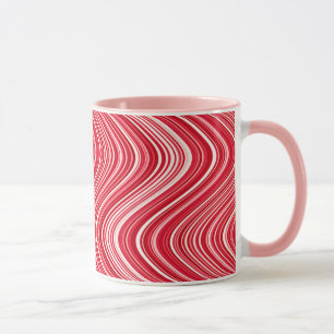 Wavy Lines in rood en wit Mok
