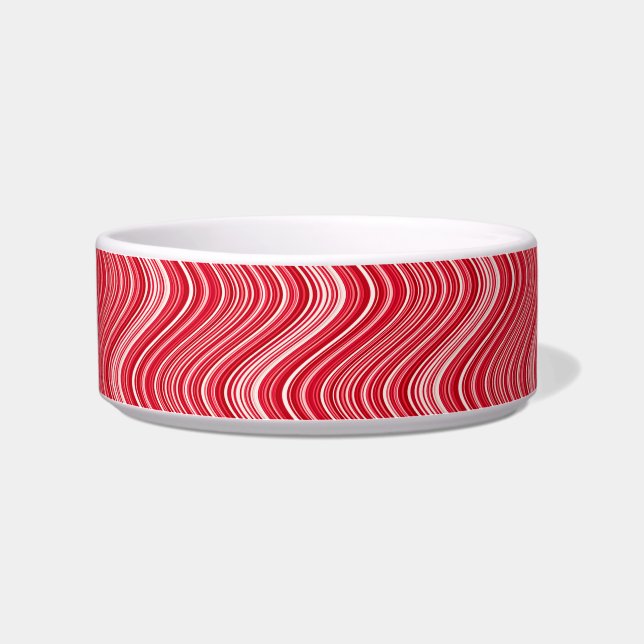Wavy Lines in rood en wit Voerbakje (Links)