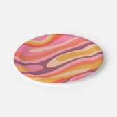 Wavy Loops Groovy Retro Abstract Patroon Papieren Bordje (Gekanteld)
