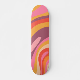 Wavy Loops Groovy Retro Abstract Patroon Skateboard