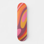 Wavy Loops Groovy Retro Abstract Patroon Skateboard (Voorkant)
