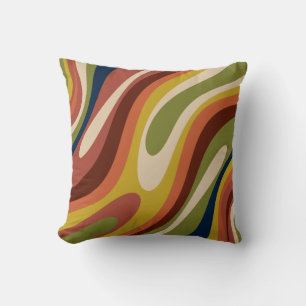 Wavy Loops Retro Abstract Patroon 70s Vibe Kussen