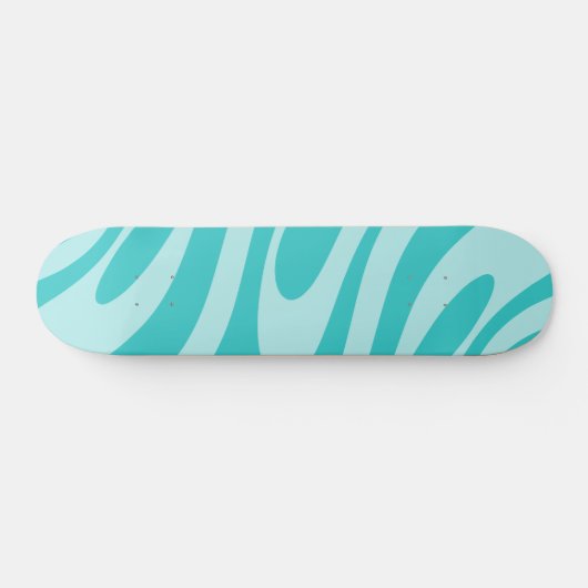 Wavy Loops Retro Abstract Patroon in Aqua Blauwgro Skateboard (Horizontaal)