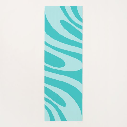Wavy Loops Retro Abstract Patroon in Aqua Blauwgro Yogamat (Achterkant)