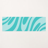 Wavy Loops Retro Abstract Patroon in Aqua Blauwgro Yogamat (Voorkant (horizontaal))