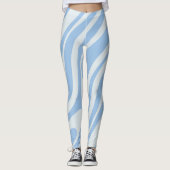 Wavy Loops Retro Abstract Patroonpoeder Blauw Leggings (Voorkant)