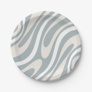 Wavy Loops Retro Modern Abstract Patroon Papieren Bordje