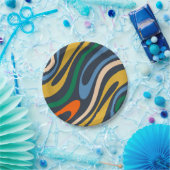 Wavy Loops Retro Modern Abstract Patroon Papieren Bordje (Feest)