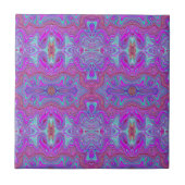 Wavy Magenta en Blue Trippy Marked Pattern Tegeltje (Voorkant)