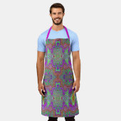 Wavy Magenta, Red en Green Trippy Pattern Schort (Gedragen)