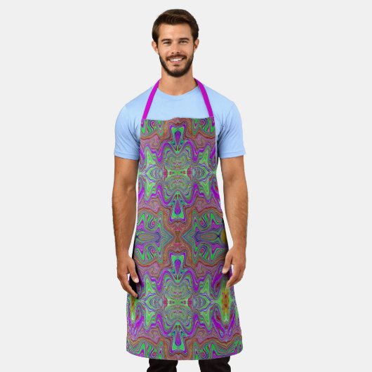 Wavy Magenta, Red en Green Trippy Pattern Schort (Gedragen)