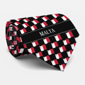 Wavy Malta Vlag Patroon Stropdas (Opgerold)