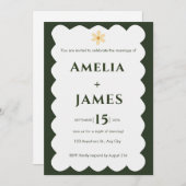 Wavy Modern Green huwelijksuitnodiging Kaart (Voorkant / Achterkant)