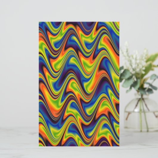 Wavy Multicolor Abstract Briefpapier (Staand voorkant)