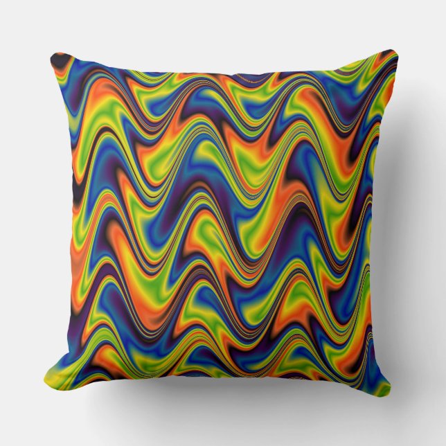 Wavy Multicolor Abstract Kussen (Voorkant)