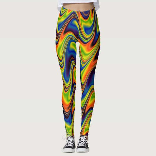 Wavy Multicolor Abstract Leggings (Voorkant)