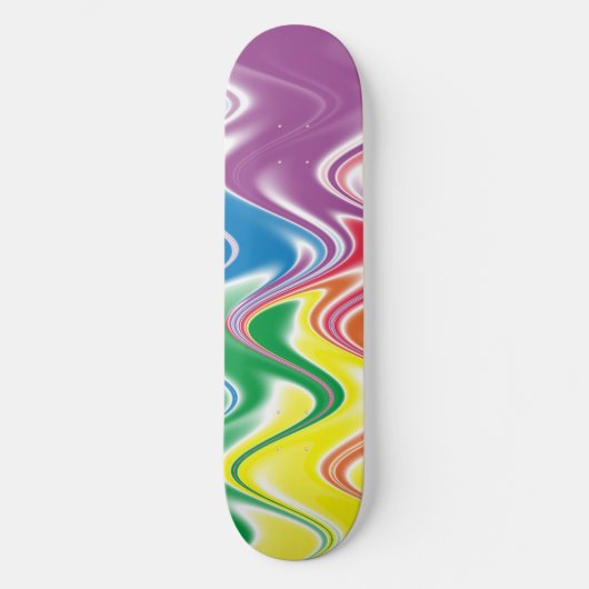 Wavy Multicolor Abstract Skateboard (Voorkant)