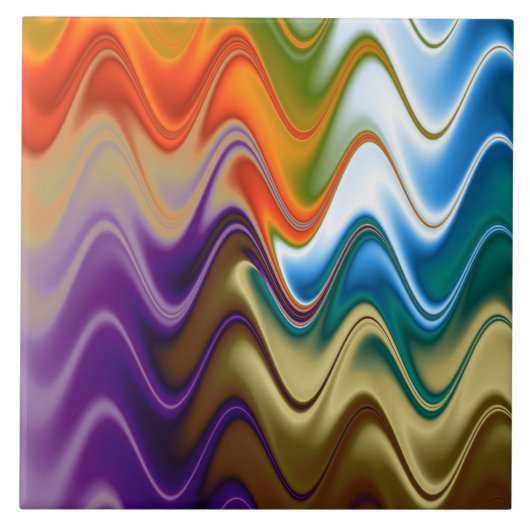Wavy Multicolor Abstract Tegeltje (Voorkant)