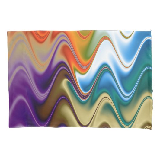 Wavy Multicolor Abstracte Kussensloop (Voorkant)