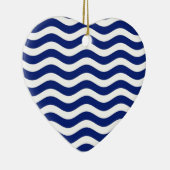 Wavy Navy Stripes decor Keramisch Ornament (Rechts)