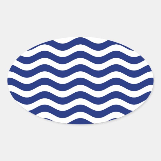Wavy Navy Stripes decor Ovale Sticker (Voorkant)