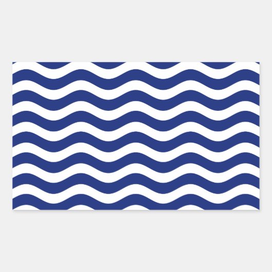 Wavy Navy Stripes decor Rechthoekige Sticker (Voorkant)