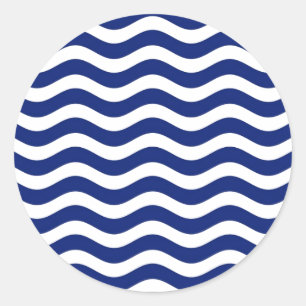 Wavy Navy Stripes decor Ronde Sticker